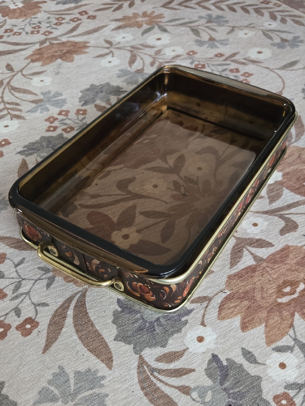 Vintage 231 Pyrex Cassarole Dish Metal Stand Amber Glass 28x18x4cm USA IN USA